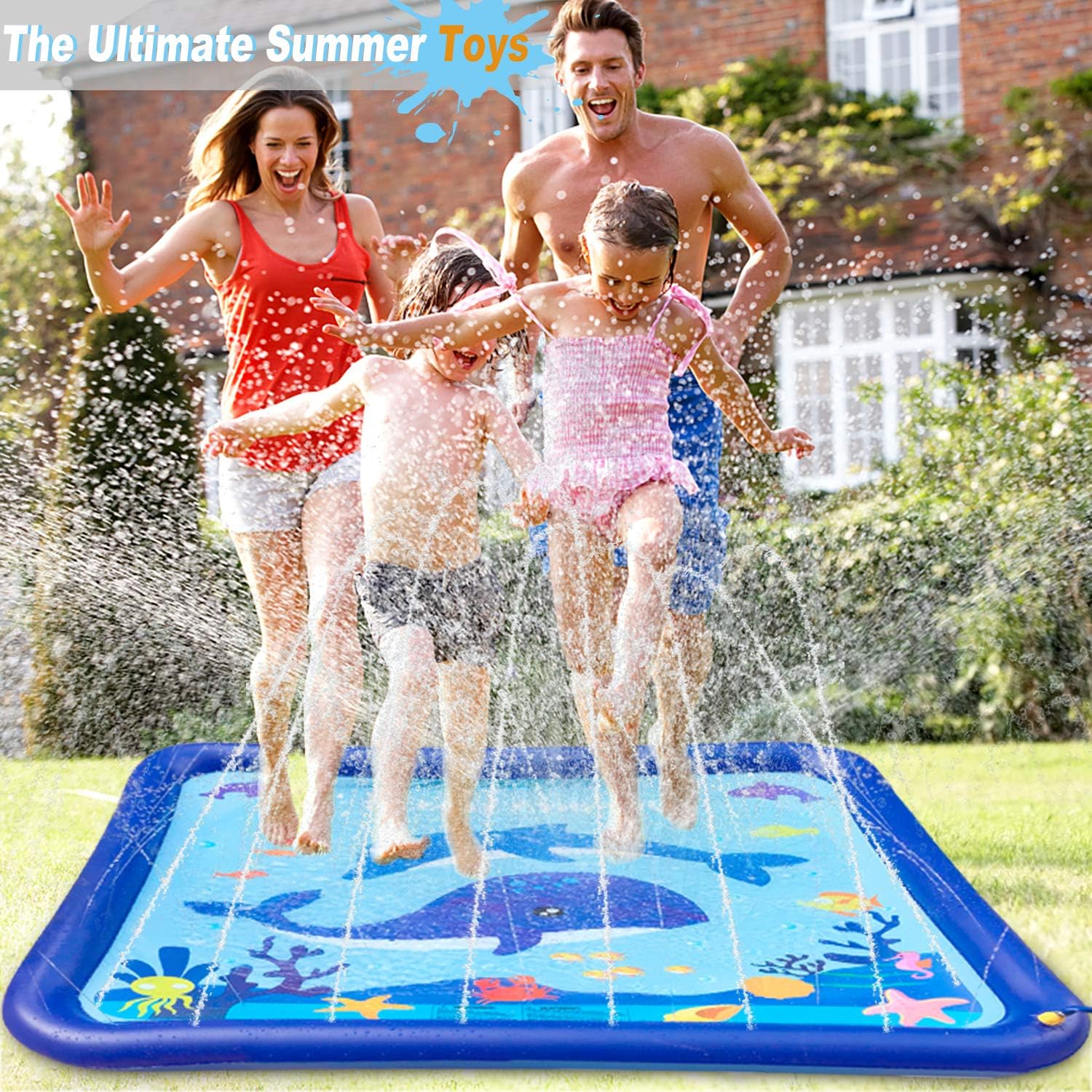 GiftInTheBox Kids Sprinkler & Splash Play Mat 68" Sprinkler for Kids Outdoor Water Toys Fun for Toddlers Boys Girls Children Outdoor Party Sprinkler Toy Splash Pad: Toys & Games