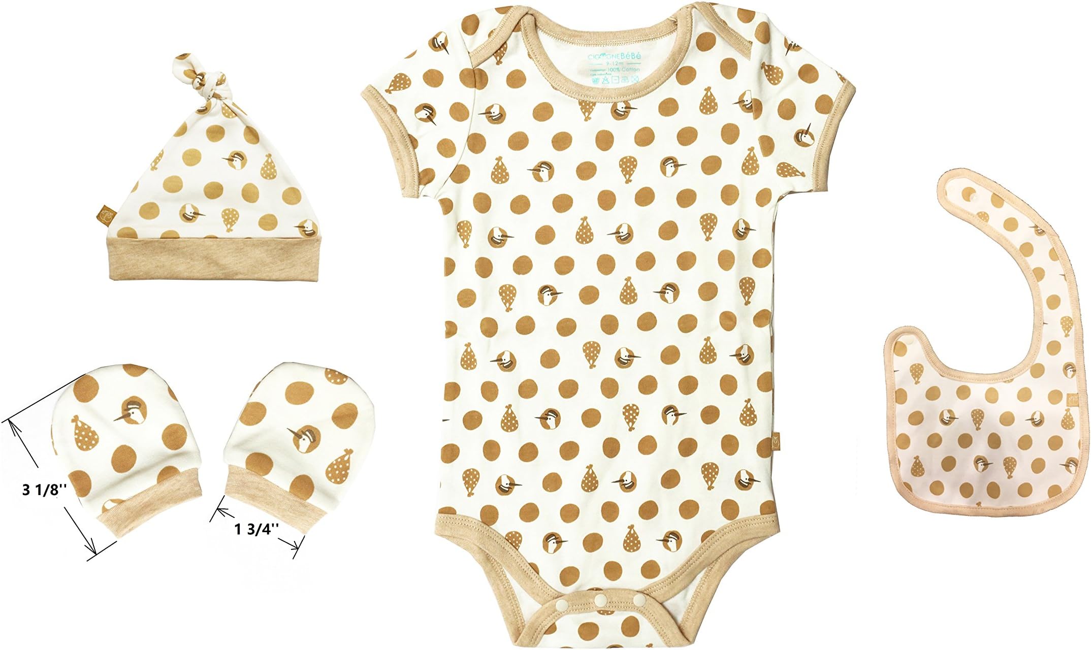Cigogne Signature New Born Bodysuit Gift Set Beige