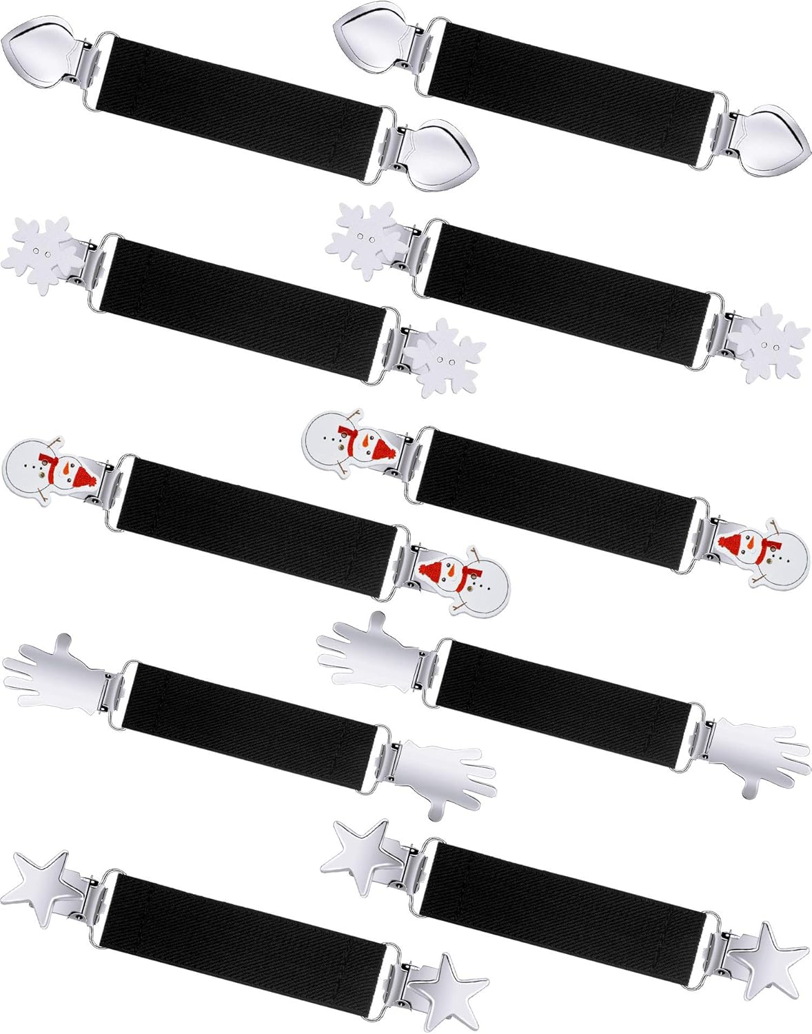 5 Pairs Winter Mitten Clips Elastic Glove Mitten Clips Stainless Steel