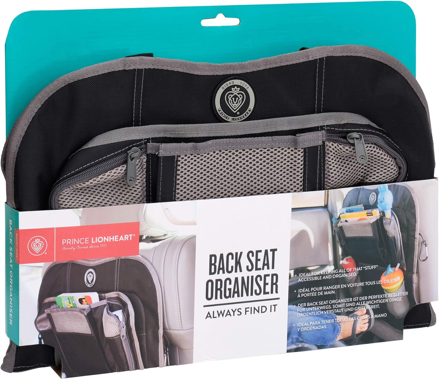 Prince Lionheart Back Seat Organiser, Black/Grey - Image 3