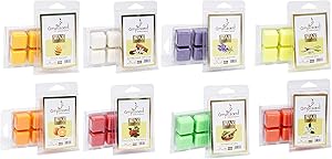 Ampliscent Scented Wax Melts -Set of 8 (2.5 oz) Assorted Wax Warmer Cubes/Tarts - Aromatherapy, Jasmine, Lemongrass, Lavender, Orange, Fruit Splash, Sandalwood Vanilla and Chocolate, Red Apple