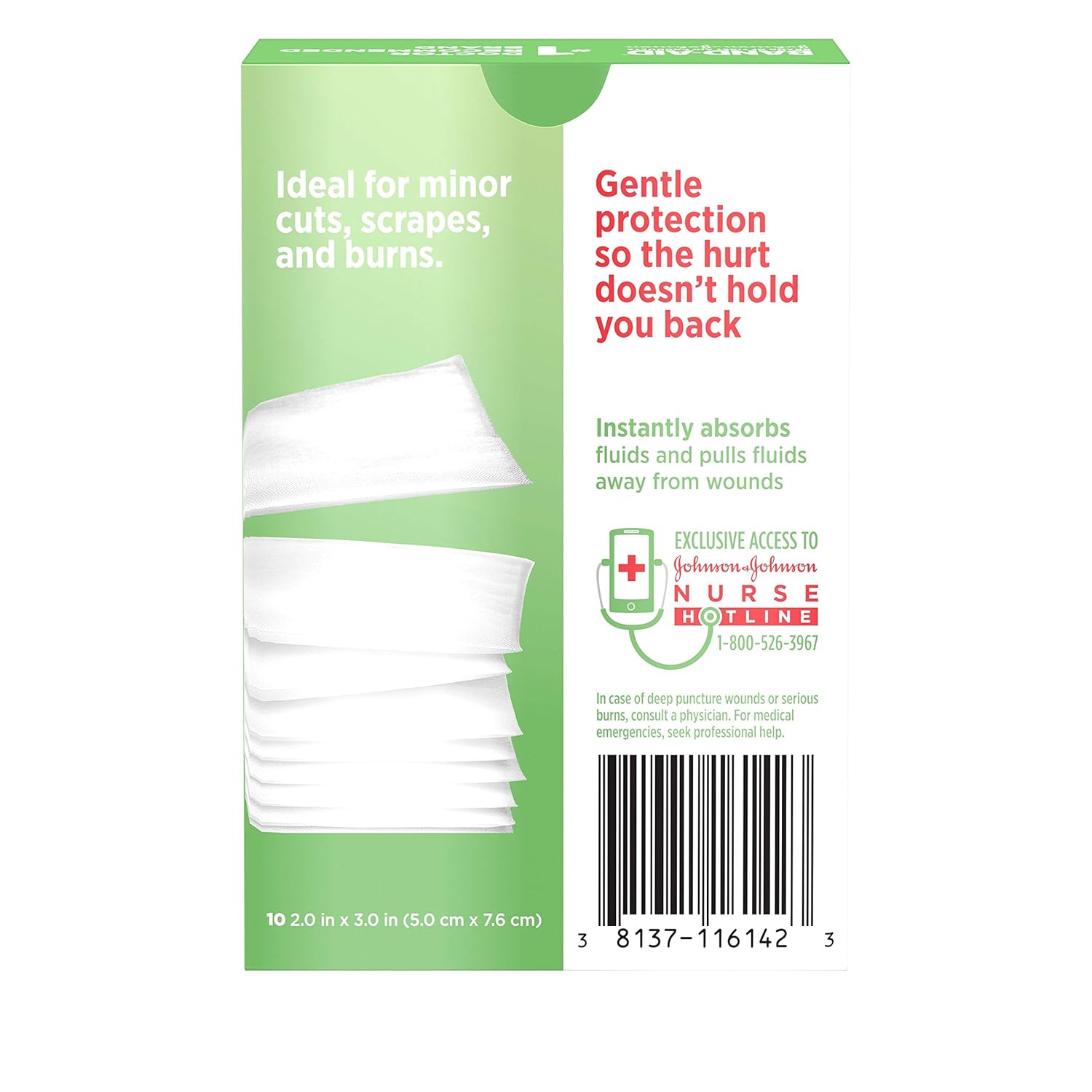 Band-Aid Adhesive Bandages, Medium Non-Stick Pads, 10 2-Inch X 3-Inch Pads, 10 ct : Grocery & Gourmet Food