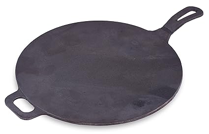 Cookwise Cast Iron Pre-Seasoned Gas Saver Dosa and Roti Tawa, Cookware Pan with Handle, Size - 10.5 Inches