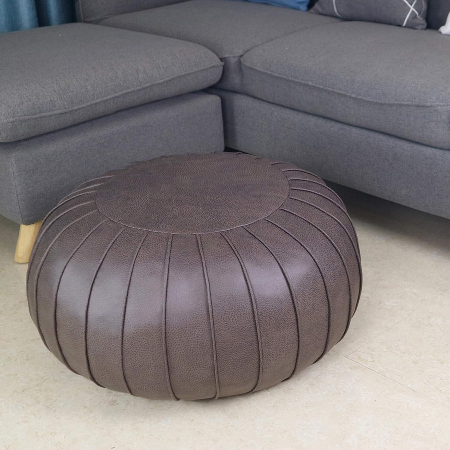 Thgonwid Decorative Pouf Footstool Ottoman Leathaire Poufs