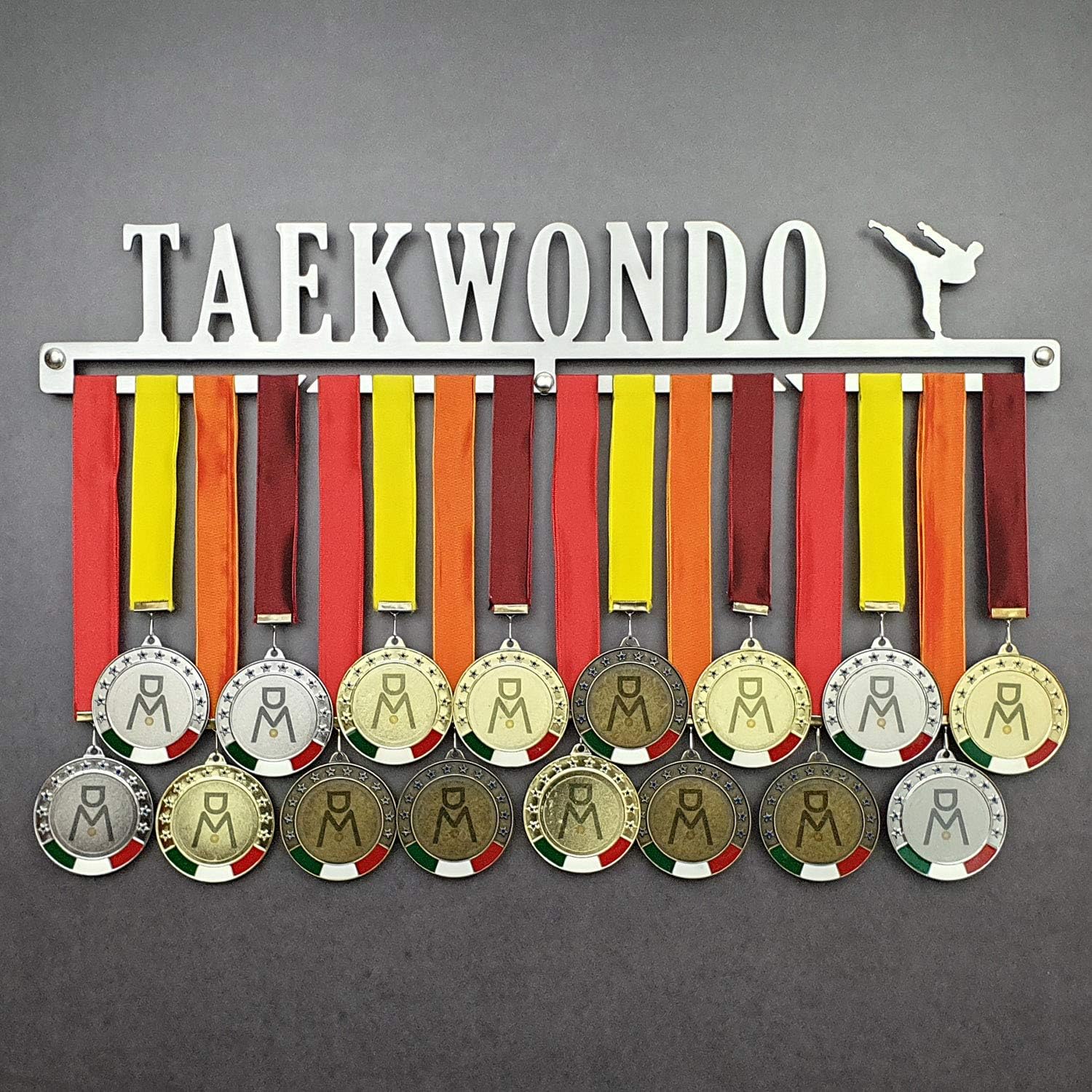 TAEKWONDO - Medal Hangers for Martial Arts, Taekwon-do, TKD - Medal Show Wall Mounted - Medal Display Rack - Trophy Holder - Stainless Steel - 100% Made in Italy