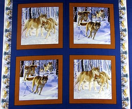Amazon Com Wolf Pack Fabric Sold By The Pillow Panel