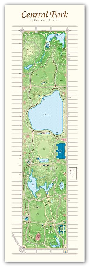 Amazon Com The Central Park Map Print 5 Color Offset