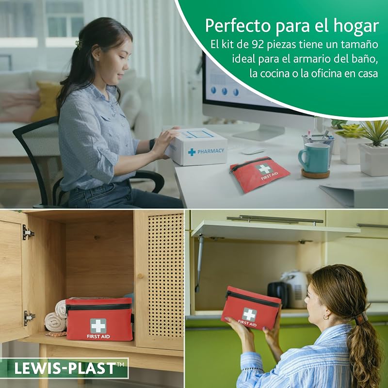 LEWIS PLAST Kit Completo de Primeiros Socorros 92 peças de primeiros socorros ao ar livre - kit que atende aos padrões europeus para atividades internas e externas