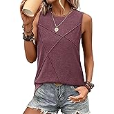 WIHOLL Women's Sleeveless Summer Crewneck Loose Fit Tank Tops