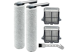 CLEANCRAFTER Brush Rollers and Filters Replacement Compatible with Tineco iFLOOR 5 Breeze Complete Vacuum Cleaner- 2 Brush Rollers + 2 Vacuum Filters + 1 Cleaning Tool