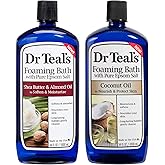 Dr Teal's Foaming Bath Variety Gift Set (2 Pack, 34oz Ea) - Soften & Moisturize Shea Butter & Almond Oil, Nourish & Protect Coconut Oil - Essential Oils Blended with Pure Epsom Salt - at Home Spa Kit