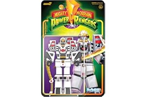 Super7 Mighty Morphin Power Rangers White Tigerzord (Warrior Mode) - 6" Power Rangers Action Figure with Accessory Classic TV Show Collectibles and Retro Toys