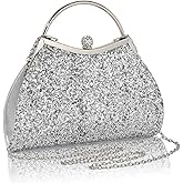 AIBAOWU Evening Bag for Women Sparkly Handbag with Chain, Women's Shoulder Bag Pleated Clutch Purse for Wedding, Prom, Party