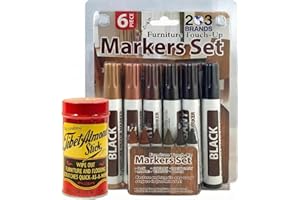 TIBET ALMOND STICK Wood Surface Scratch and Stain Remover Kit - Includes The Original Almond Stick by Tibet and Furniture Touch-Up Markers Repair Kit (203 Brands) for Wood Floors, Tables, Desks, and More