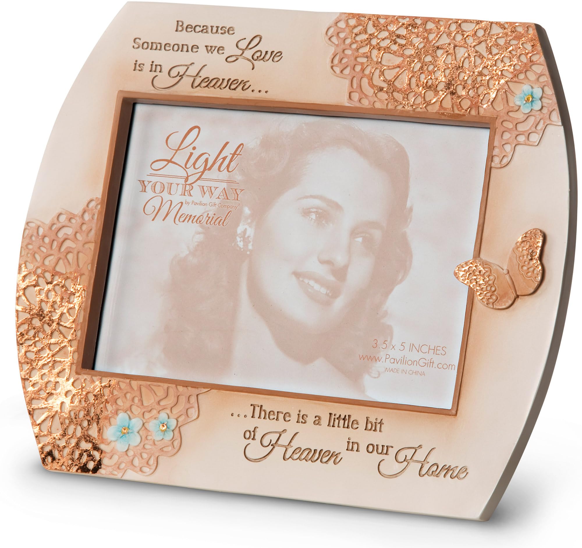 Pavilion Gift Company 19050 Light Your Way Memorial Heaven in Our Home Photo Frame, 7-1/4 by 6-Inch