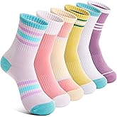 Welwoos 6 Pairs Kids Boys Girls Socks Athletic Basketball Youth Sport Crew Cotton Breathable Soft Socks