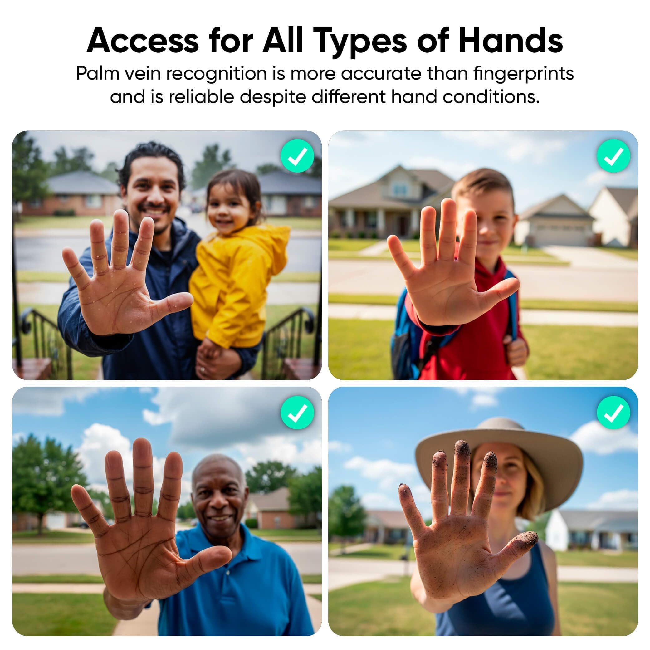 Wyze Palm Lock, Smart Door Lock with Palm Vein Recognition, Keyless Entry Smart Locks for Front Door, Keypad, Auto Lock, Dual Battery, Wi-Fi, Works with Alexa & Google, BHMA, IP53, Mechanical Key