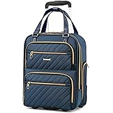 LUGGEX Underseat Carry On Luggage with Wheels, Stylish Lightweight Under Seat Luggage, Soft Sided Personal Item Suitcase for Short Trip (Blue, 16 Inch)