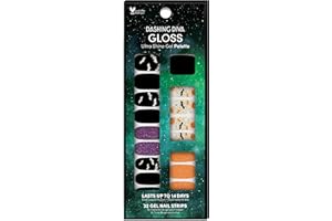 Dashing Diva Gloss Halloween Nail Strips - Bat Magic | UV Free, Long Lasting, Cute Halloween Gel Nail Stickers | Contains 32 Wraps, 1 Prep Pad, 1 File