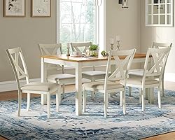 AMERLIFE 7-Piece Farmhouse Solid Wood Dining Table