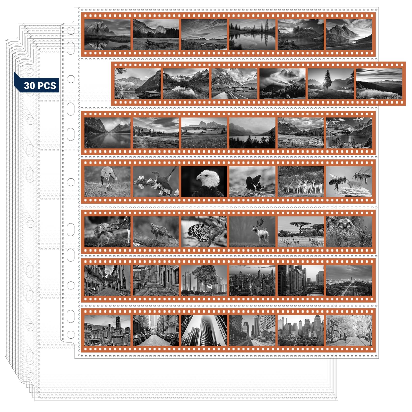 Photo 1 of ENPOINT 35mm Film Holder 135-7, Pack of 30 Acid Free Film Negative Sleeves, 35mm Negative Sleeves for Film Negative Storage, Up to 1260 Frames