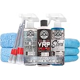 Chemical Guys Car Interior Detailing Kit - VRP Protectant, Nonsense Cleaner, Streak Free Glass Cleaner, 3 Detailing Brushes,