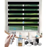 Kincmo Motorized Blinds with Remote App Voice Control, Custom Zebra Shades | Ultra Quiet Electric Blinds for Windows Doors, Work with Apple Homekit, Alexa, Google Home (100% Blackout Gentle Black)