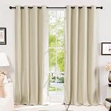 Deconovo Total Blackout Curtains Eyelet Thermal Beige Faux Linen 2 Panels view 7