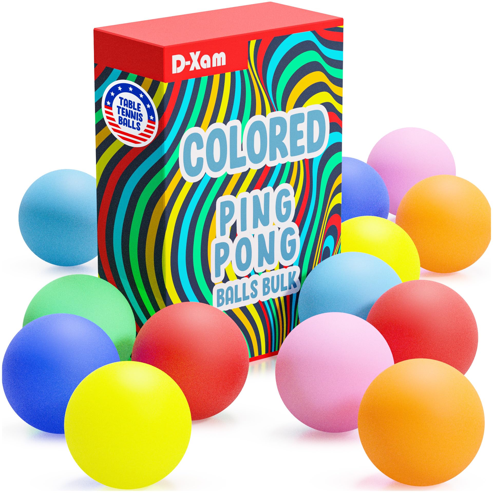 Photo 1 of D-Xam Ping Pong Balls - Colored Table Tennis Ball - Bulk PingPong Plastic Balls for Party, Pet Toys, Games, Art and Craft, School Activities, Teachers Must Have 12 Pcs