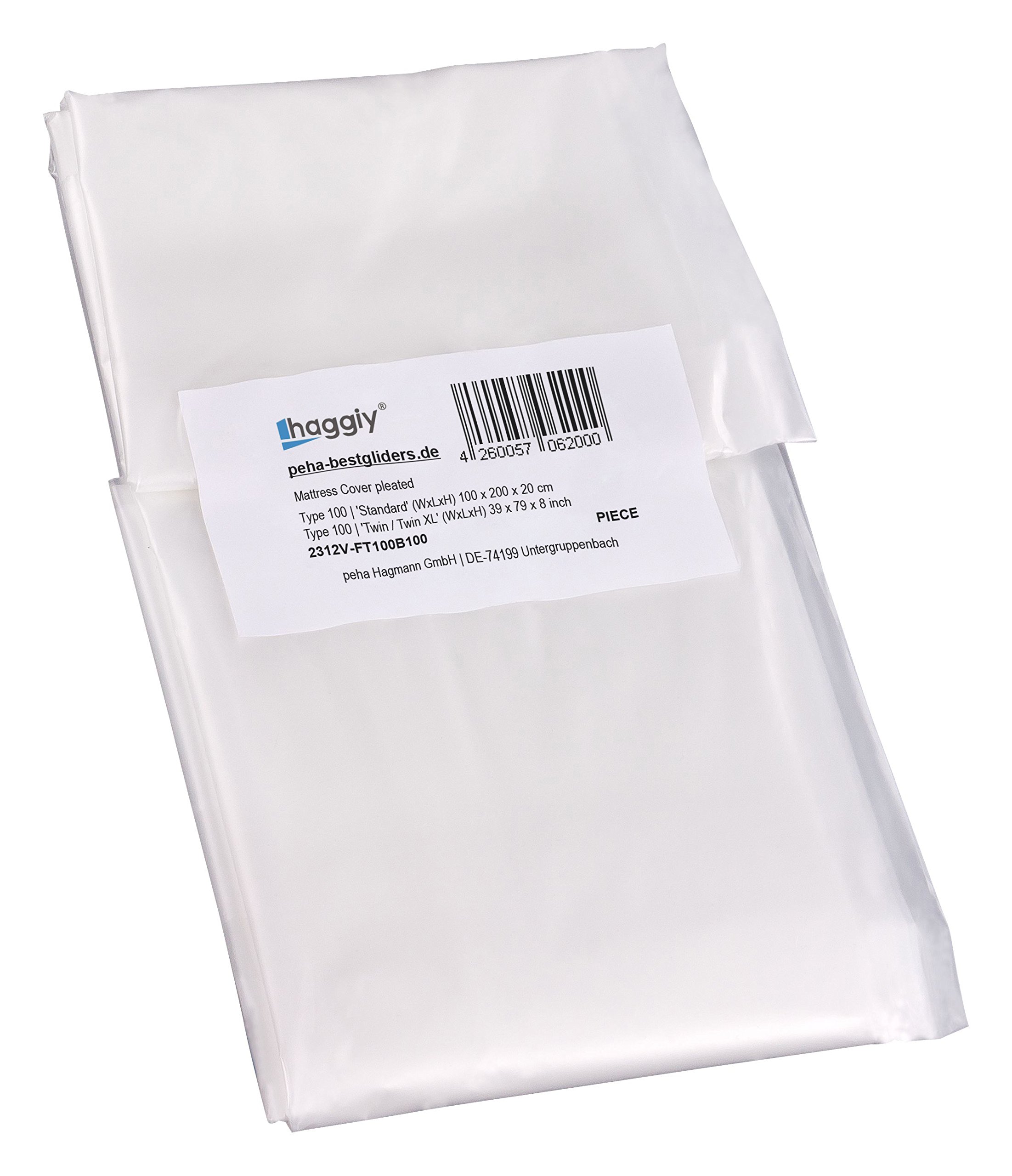 haggiy Mattress Cover – Storage Cover for Mattresses 80 to 100 cm Wide – Odourless and Tear-proof – Storage Bag for Moving and Storage