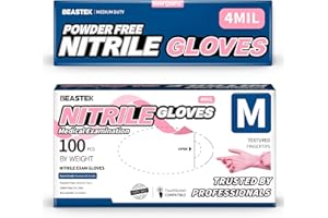 Beastek Nitrile Exam Gloves, 4Mil Disposable Powder-Free Latex-Free Glove for Medical Cooking Clean Esthetician, 100 Pcs