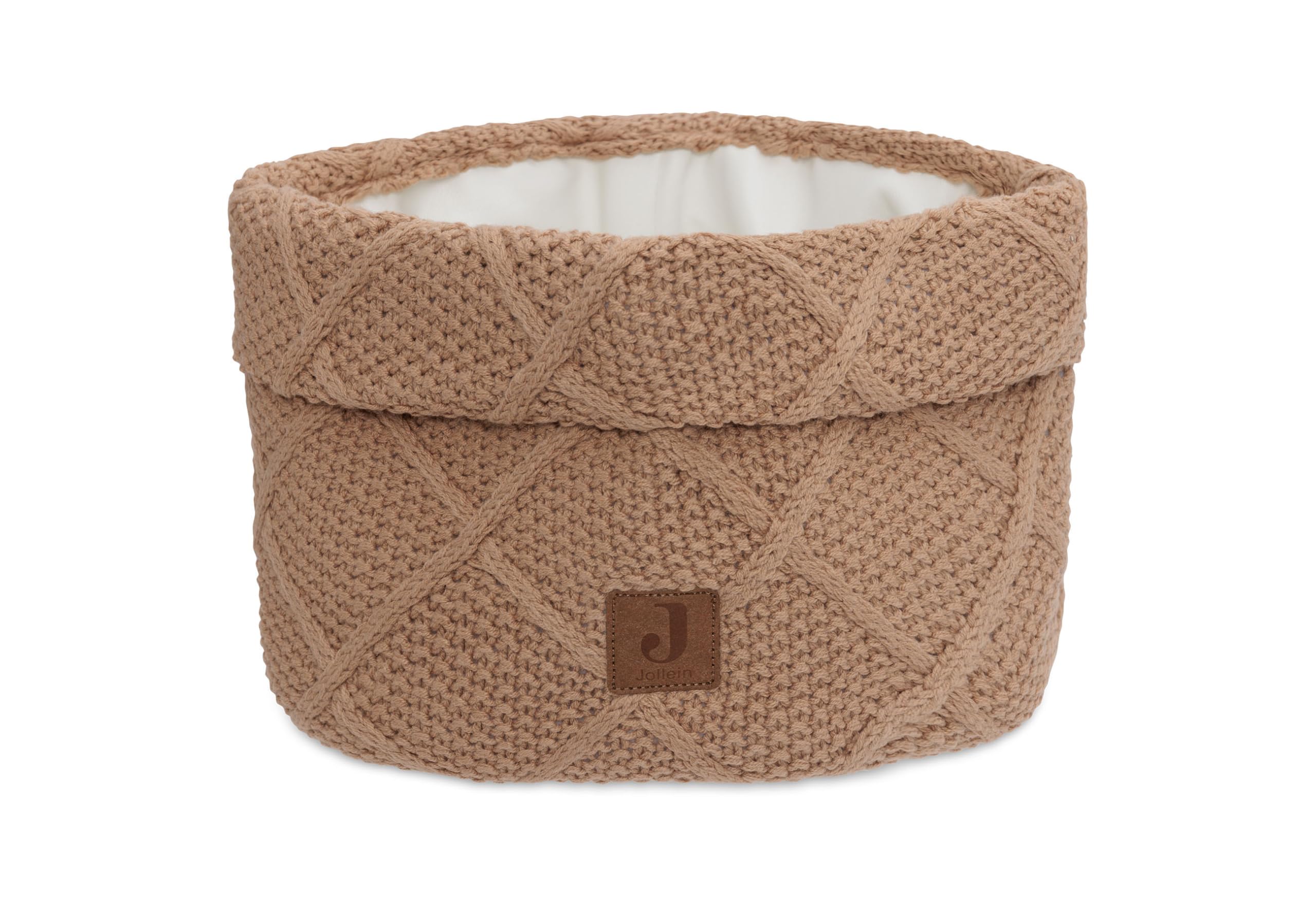 Jollein Care Basket - Check Knit, Biscuit - 60% Cotton, 40% Acrylic - 14 x 18 cm - Sand