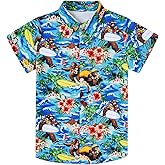 RAISEVERN 3-10T Boys Button Down Hawaiian Shirts Short Sleeve Cool Dress Shirt Tops
