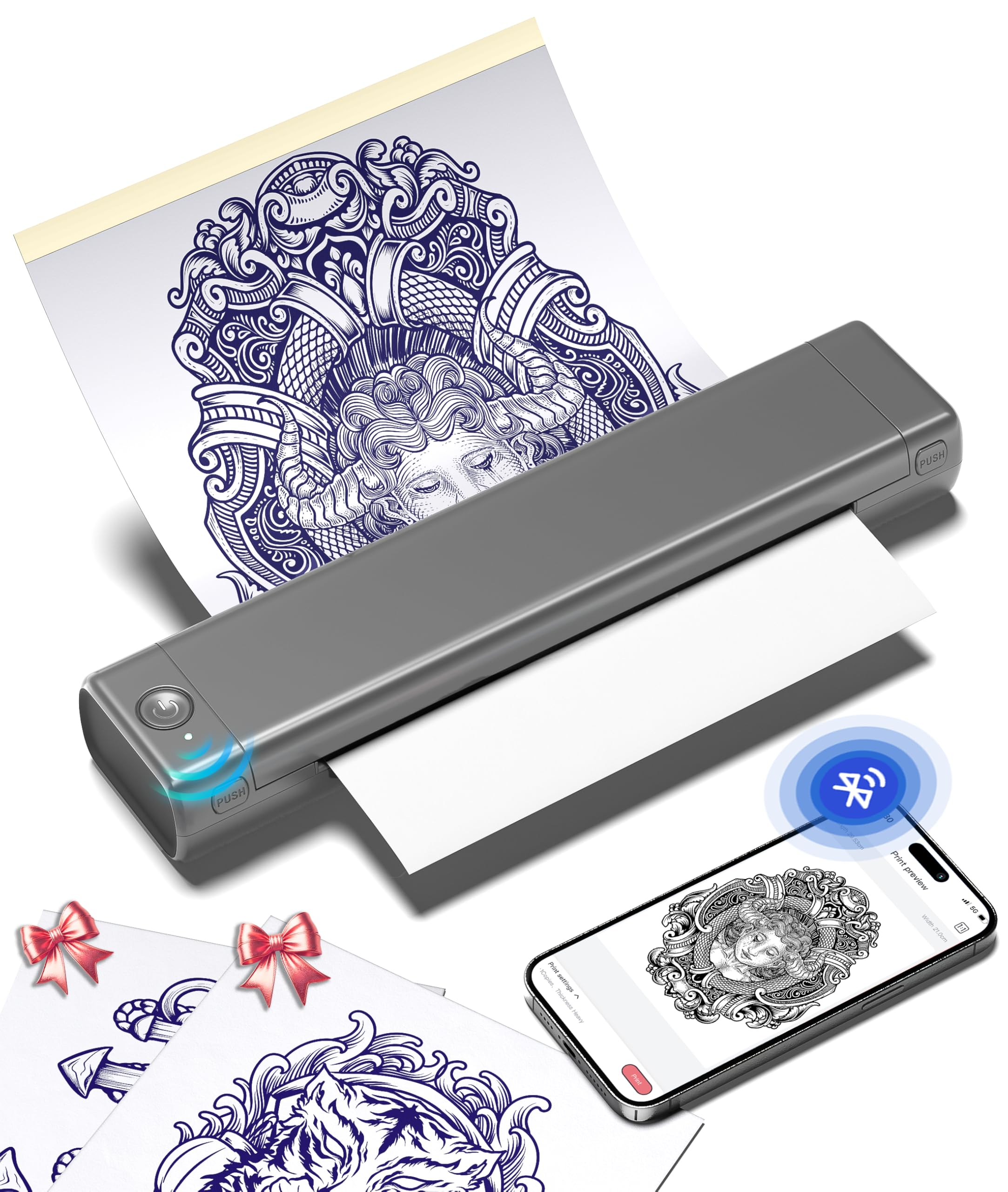Phomemo M08F Tattoo Printer - A4 Transfer Stencil Printer, Thermal Tattoo Machine With 10pcs Paper, For Artists & Beginners, Compatible With Smartphone & PC — image 1