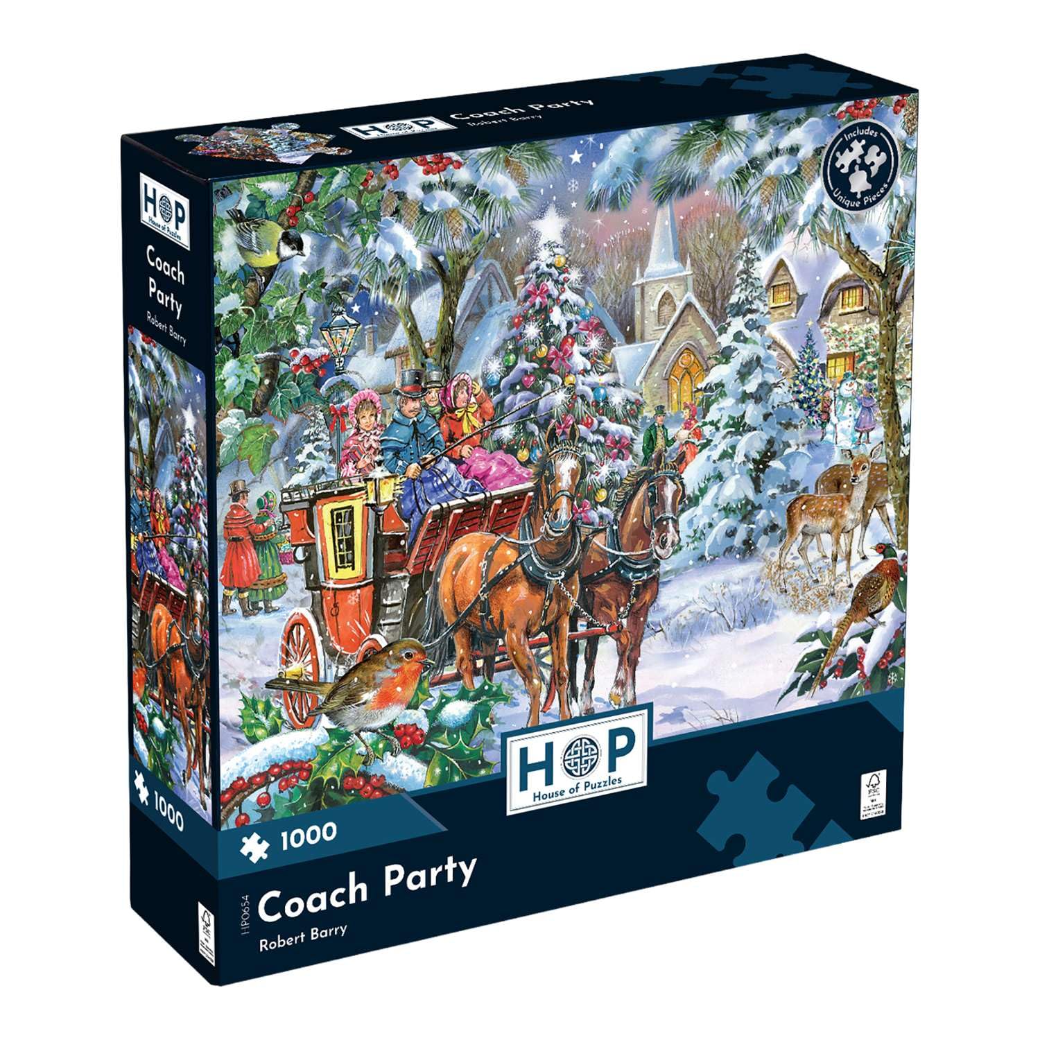The House of Puzzles - Coach Party Jigsaw - 1000 Piece Jigsaws For Adults, Artist Illustrated, Scenic Landscape, Deluxe Puzzle Gifts