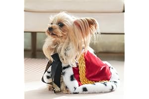 Lovelyshop pet Serial Lux Fur Red Cat Dog Cloak for Halloween Costumes, King Queen Prince and Princess Cosplay-XS