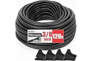 YESBES 120 FT Wire Loom 3/8 Inch, Split Wire Loom Tubing Wire Conduit, Wire Protector Tubing – Black
