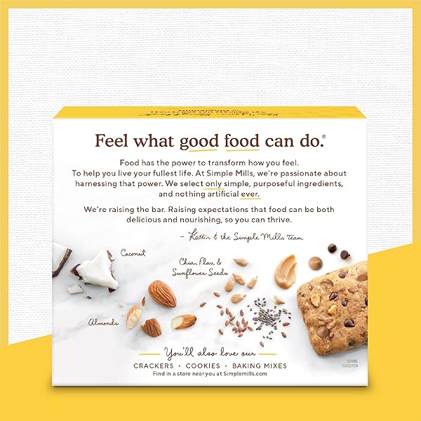 SIMPLE MILLS ALMOND FLOUR SNACK BARS, PEANUT BUTTER CHOCOLATE CHIP – GLUTEN FREE, MADE WITH ORGANIC COCONUT OIL, BREAKFAST BARS, HEALTHY SNACKS, 6 OUNCE (PACK OF 1)
