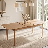 HNY Extendable Dining Table for 4-8, 67"-82" Wood Dining Room Table with Self-Storing Butterfly Leaf, Modern Kitchen Table for Family, Small Spaces, Apartments, Living Room, Natural