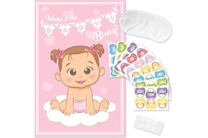 Party Hearty Funny Baby Shower Games for Girl - Pink Pin The Pacifier on The Baby Game, Where is The Baby's Binky