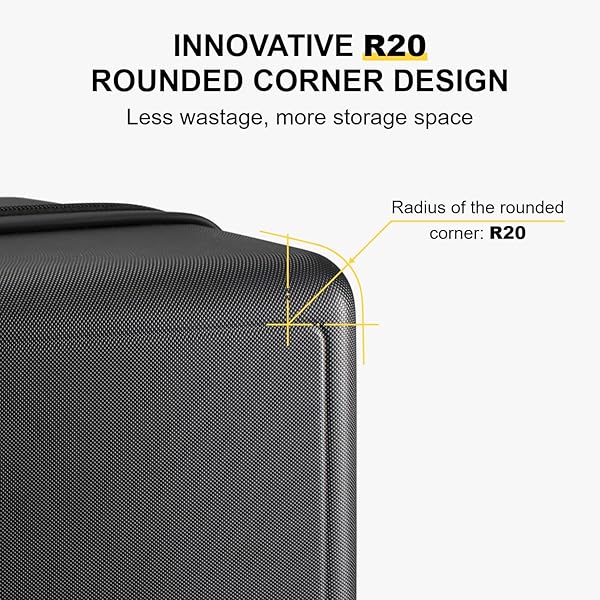 LEVEL8 HARD SHELL CARRY ON LUGGAGE AIRLINE APPROVED, CARRY-ON SUITCASES WITH WHEELS, LIGHTWEIGHT LUMINOUS TEXTURED HARDSIDE TRAVEL BAG WITH TSA LOCK, 20 INCH, BLACK
