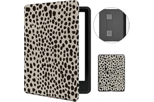 MOROCK Case for All-New 6" Kindle(11th Generation,2024/2022 Release, Model No.RS23CV/C2V2L3), Slim and Lightweight PU Leather Cover with Hand Strap, Auto Wake/Sleep, Khaki Leopard Print