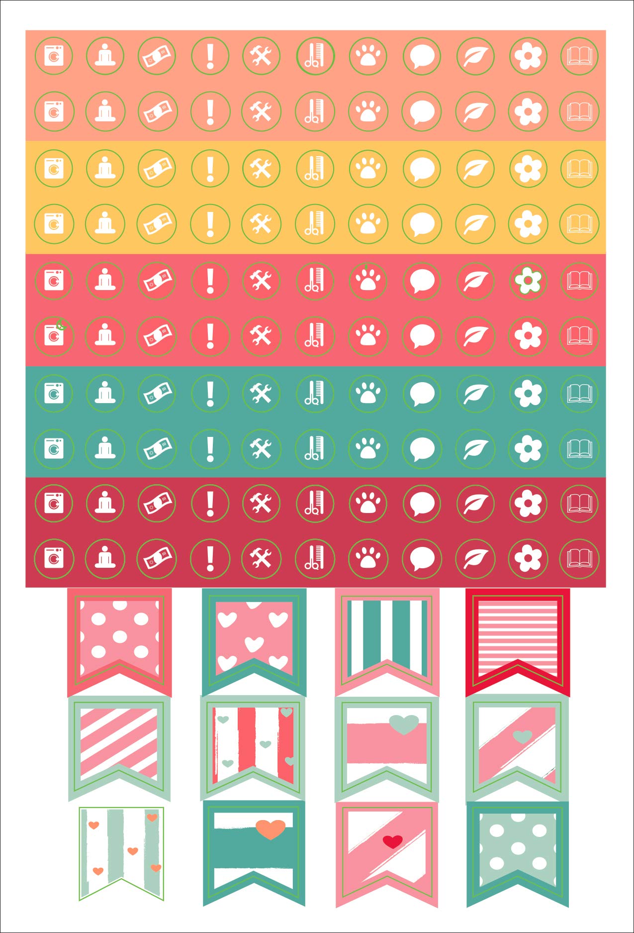 Essentials Planner Stickers for Dotted Journals (Set of 550+ stickers. Great for bullet journaling, weekly planners, and notebooks)