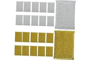 Ipetboom 24pcs Glitter Kitchen Cleaning Scouring Pads Dishwashing Sponge Pads with Strong Absorption and