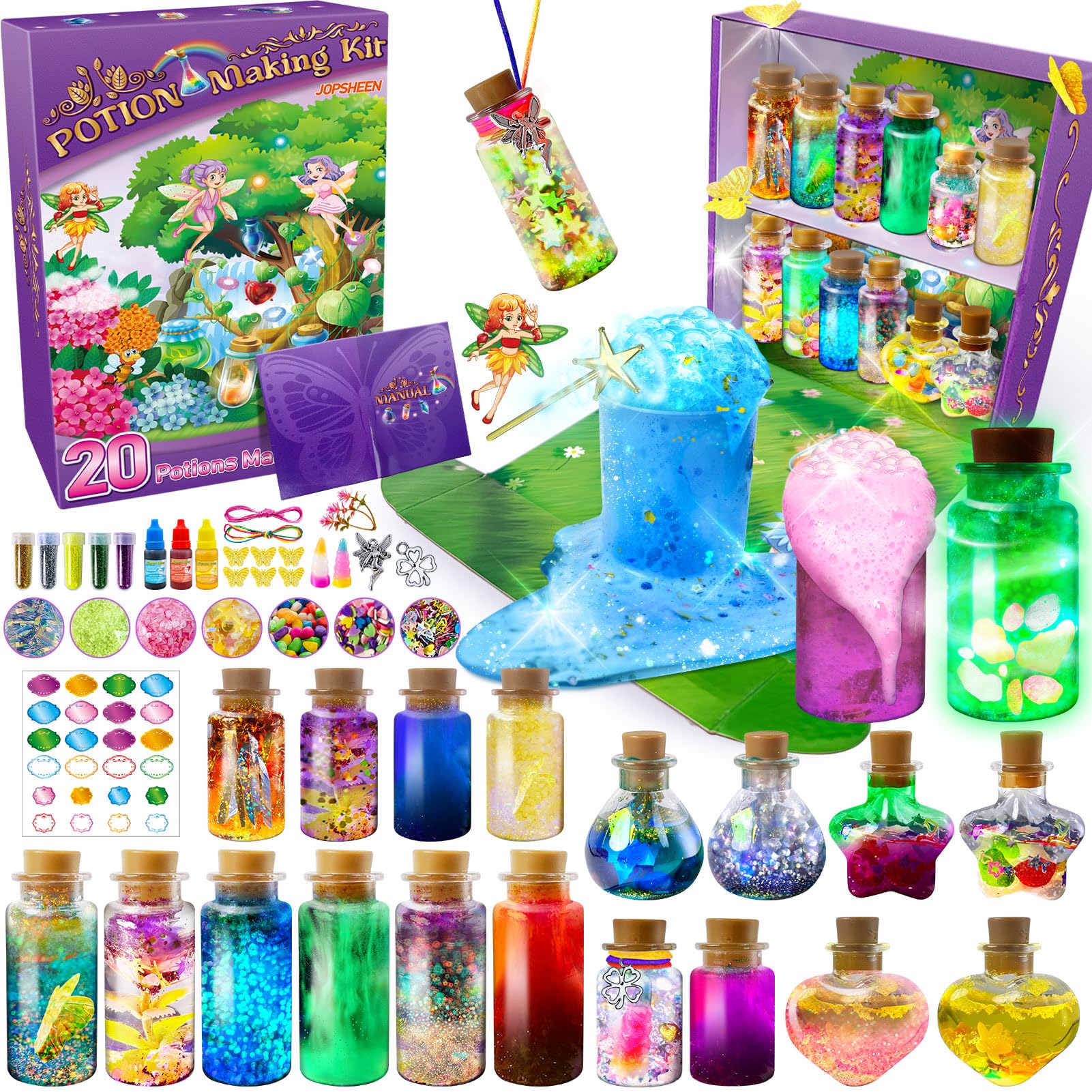 JOPSHEEN Potion Making Kit Children, 20 Bottles Potion, Christmas Birthday Toys Gifts for Boys Girls Age 8 9 10 11 12