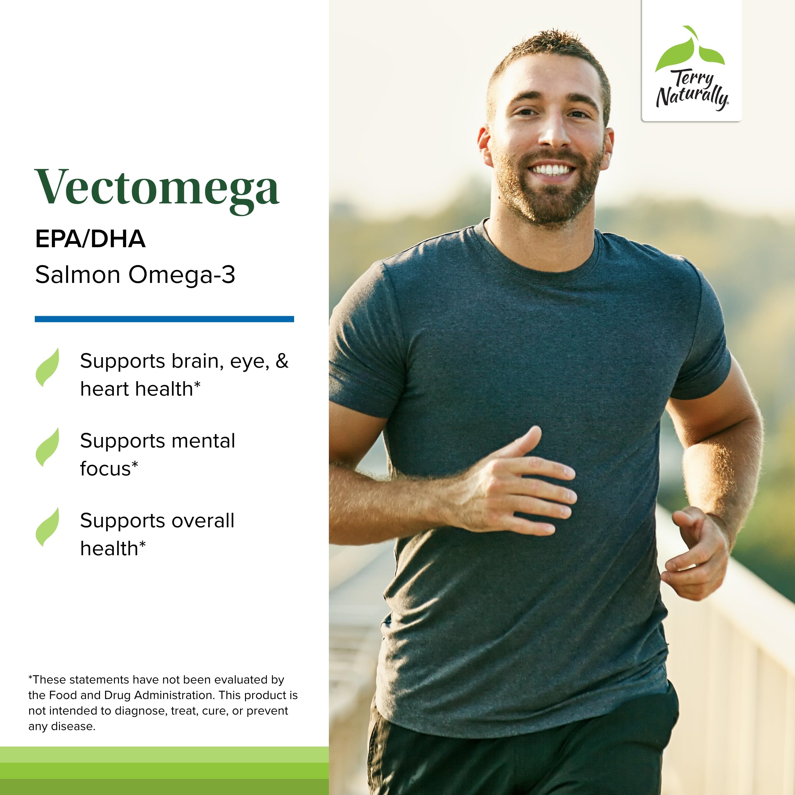 Terry Naturally Vectomega - Supplement with EPA & DHA - Omega-3 Tablets for Brain & Heart Health Support - Nutritional Supplement with Essential Fatty Acids & Peptides - 60 Tablets