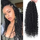 Goddess Locs Crochet Hair 18Inch Faux Locs With Curly Ends(1B, 18inch)