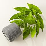 LUWENER Fake Plant Sea Taro Leaves in Grey Pot 13 Inches Tall view 8