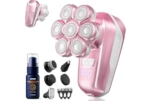 UMITHER Electric Shaver for Women, Electric Razor with 7D Magnetic Shaver Heads, Wet Dry Waterproof Bald Head Trimmer Kit for Women & Men, Nose Ear Hair Trimmer, USB Rechargeable Clippers, Pink
