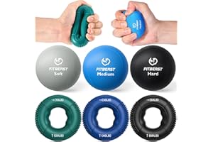 FitBeast Grip Strength Trainer, Finger Exerciser, Stress Balls for Adults 6-Piece Set, Hand Therapy for Strength, Recovery & Stress Relief, Forearm Strengthener for Men, Women & Seniors